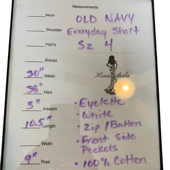 Old Navy Everyday Shorts White Eyelet Classic Size 4 Side Front Pockets - Picture 6 of 11